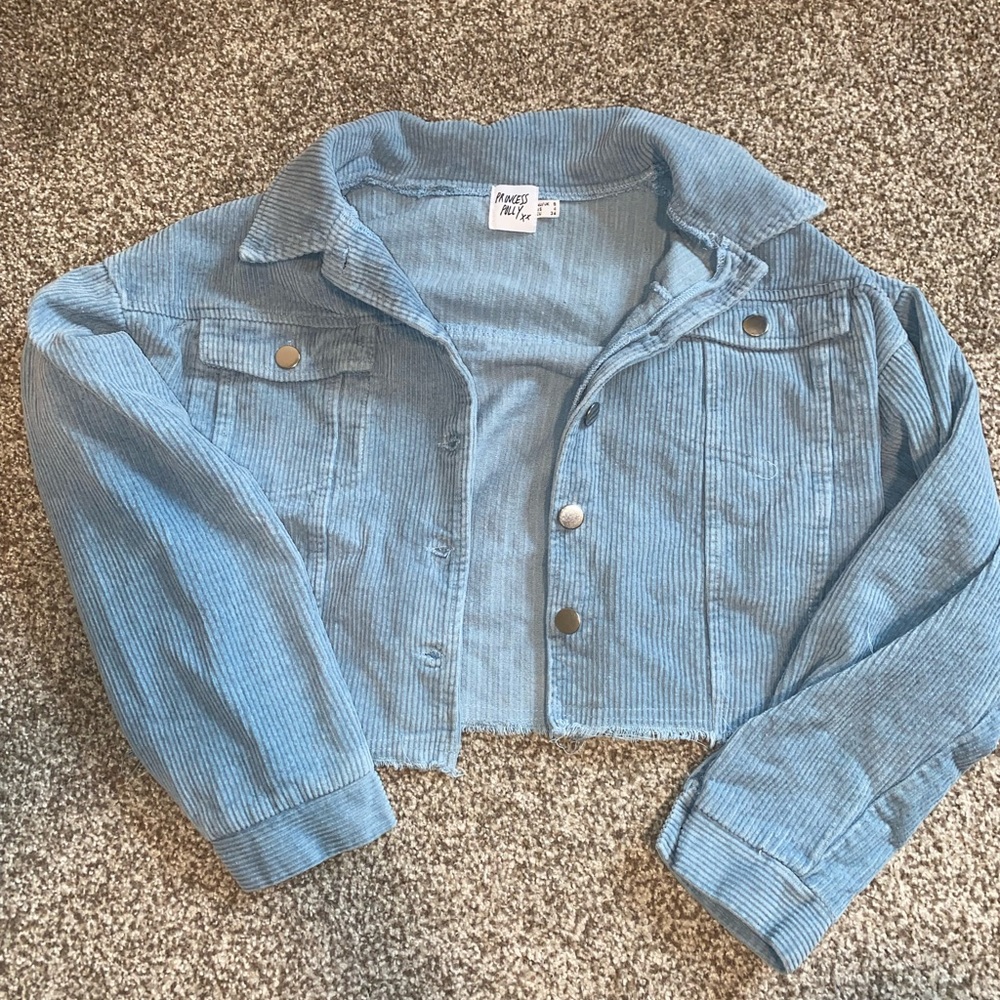 Princess Polly Marta Blue Cord Cropped Jacket